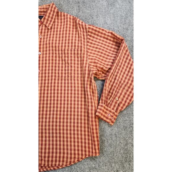 Tommy Bahama Shirt Mens Medium Red Plaid Linen Blend Indigo Palms Button Up - Picture 12 of 16